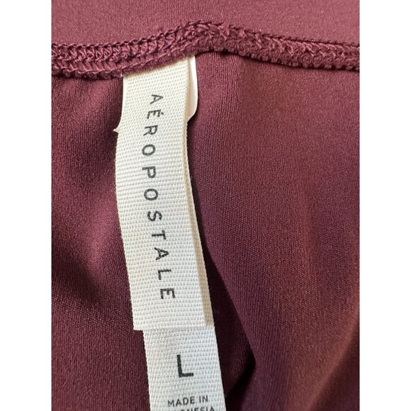 Aeropostale Womens Large Burgundy Air Soft High‑Rise Cinch Flare Leggings Street - Picture 5 of 11